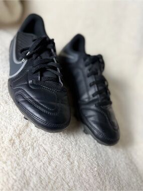 Nike Kids Black Soccer Cleats with White Swoosh